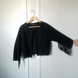Suede Fringe Western Crop Jacket